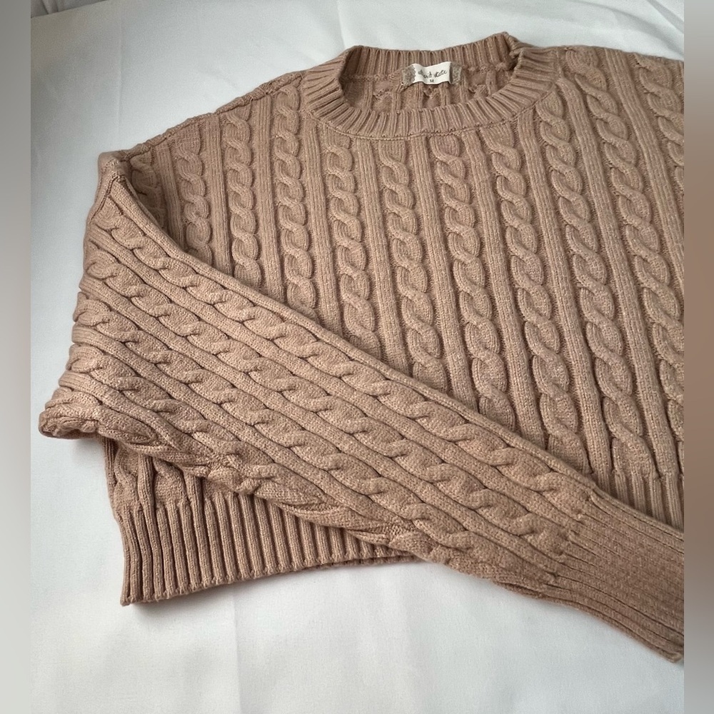 Altar'd State Tan Cable Knit Sweater, Size M - Picture 7 of 13